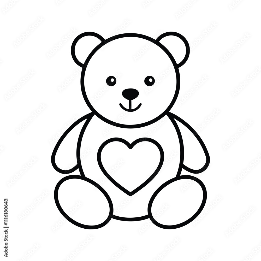 Obraz premium Teddy Bear with Heart Outline