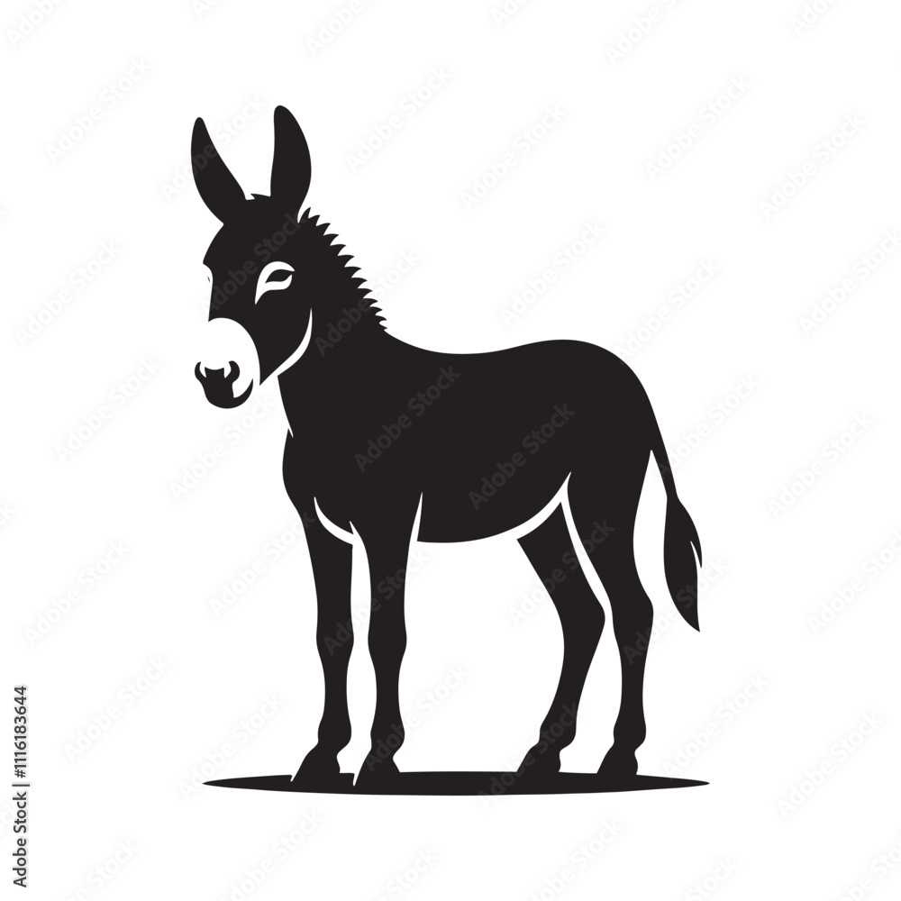Obraz premium Creative donkey silhouette for various design projects - Donkey black vector 