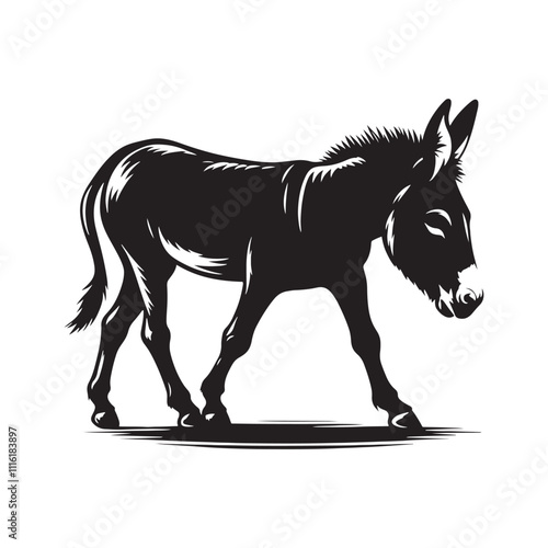 Elegant donkey silhouette for diverse design purposes - Donkey illustration - minimallest donkey vector
