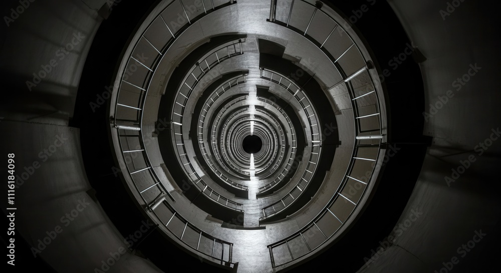 Fototapeta premium Abstract spiral staircase in monochrome tones