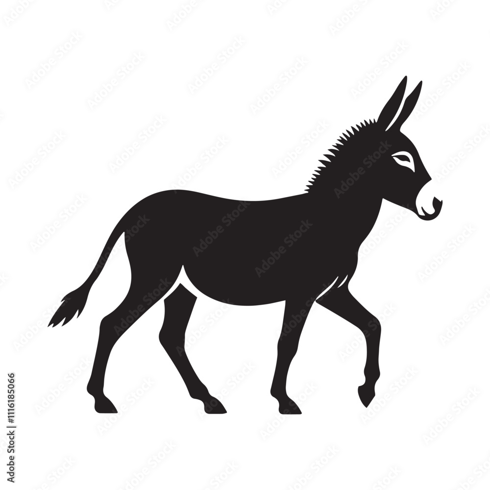 Fototapeta premium Donkey silhouette for unique artistic applications - Donkey black vector 