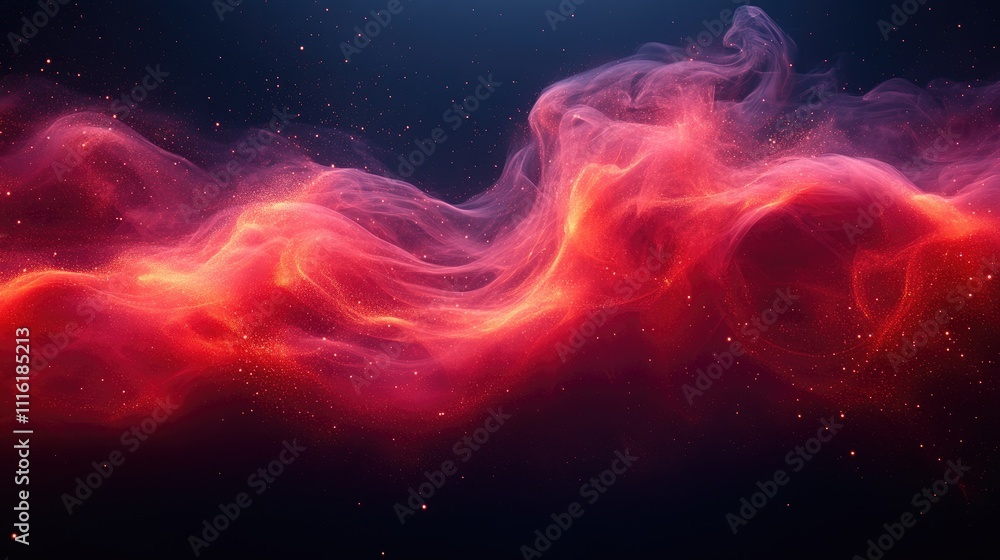 Fototapeta premium Red smoky wave texture swirling against a deep black background, creating a dramatic visual effect, ideal for backgrounds or artistic projects, abstract, vivid colors, digital art, textures.