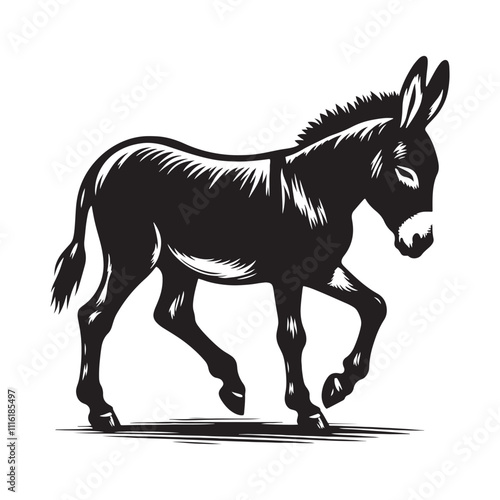 Minimalistic donkey silhouette for creative and media projects - Donkey illustration - minimallest donkey vector
