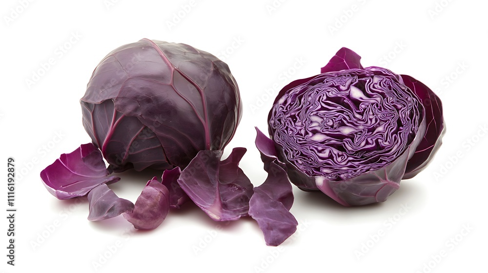 Obraz premium Red Cabbage Isolated on White Background