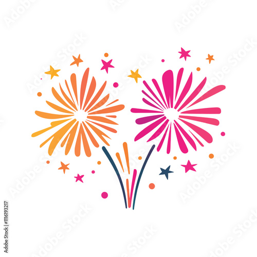 Fireworks Burst Vector Illustration - Colorful Celebration and Party Display for Festive Events photo