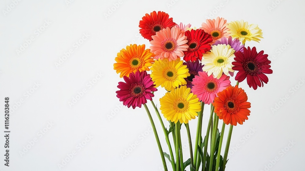 Colorful gerbera daisy bouquet, bright background. Colorful gerbera daisy bouquet, bright background.