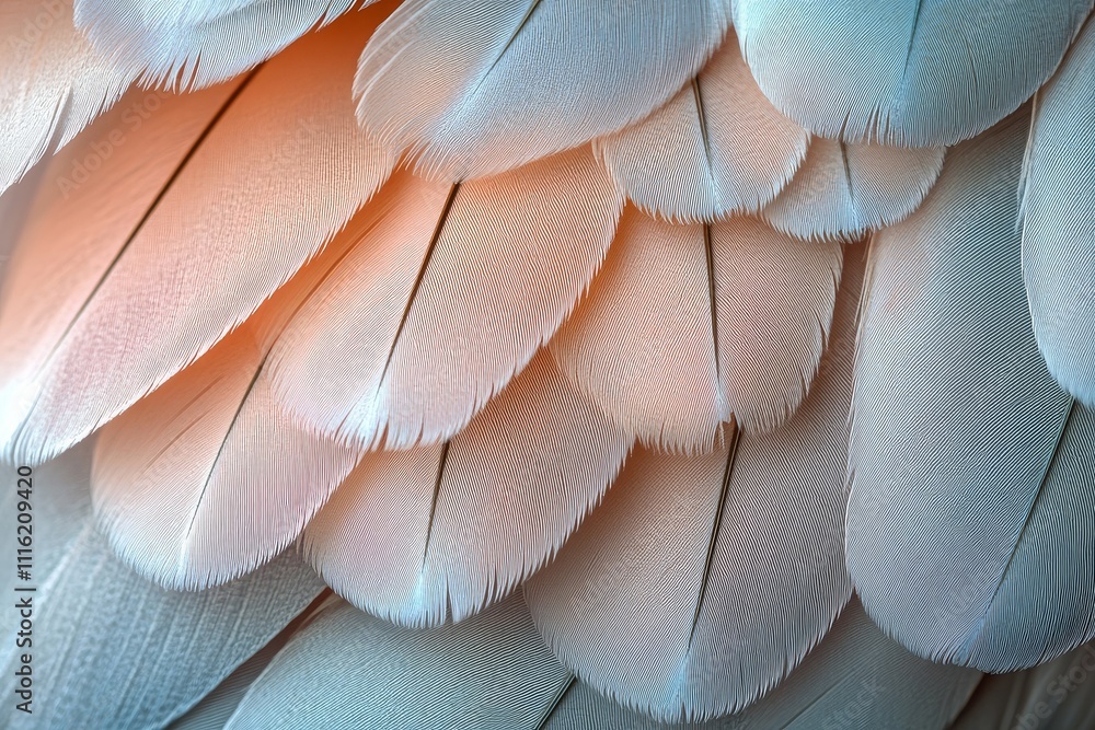 Naklejka premium Ultra-Realistic Light Pink Feather Texture Background, Soft and Delicate Feathers, Fine Detail and Smooth Surface