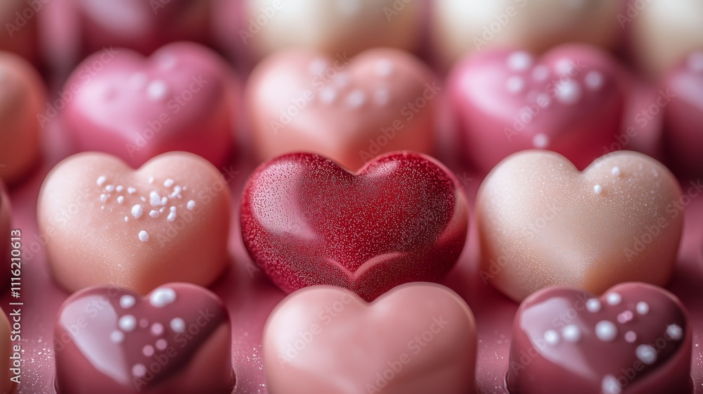 Fototapeta premium Colorful Chocolate Hearts for Delightful Valentine Celebrations