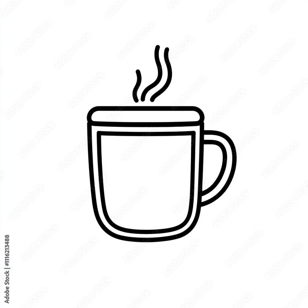 Simple outline icon of a hot drink on a white background. Simple outline icon of a hot drink on a white background.