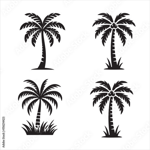 Elegant Black Palm Tree Icon