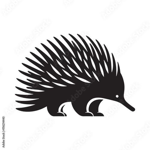 Stylish echidna silhouette for modern creative designs - Echidna black vector
