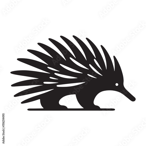 Bold echidna silhouette for digital and print purposes - Echidna illustration - minimallest echidna vector
