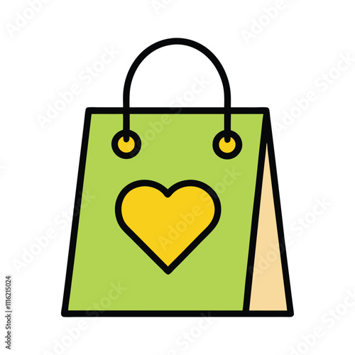 Heart Handle Gift Bag Outline