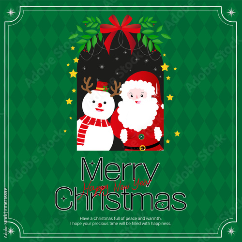 Illustration design with a fairy tale feel, designed with Rudolph snowman and Santa Claus