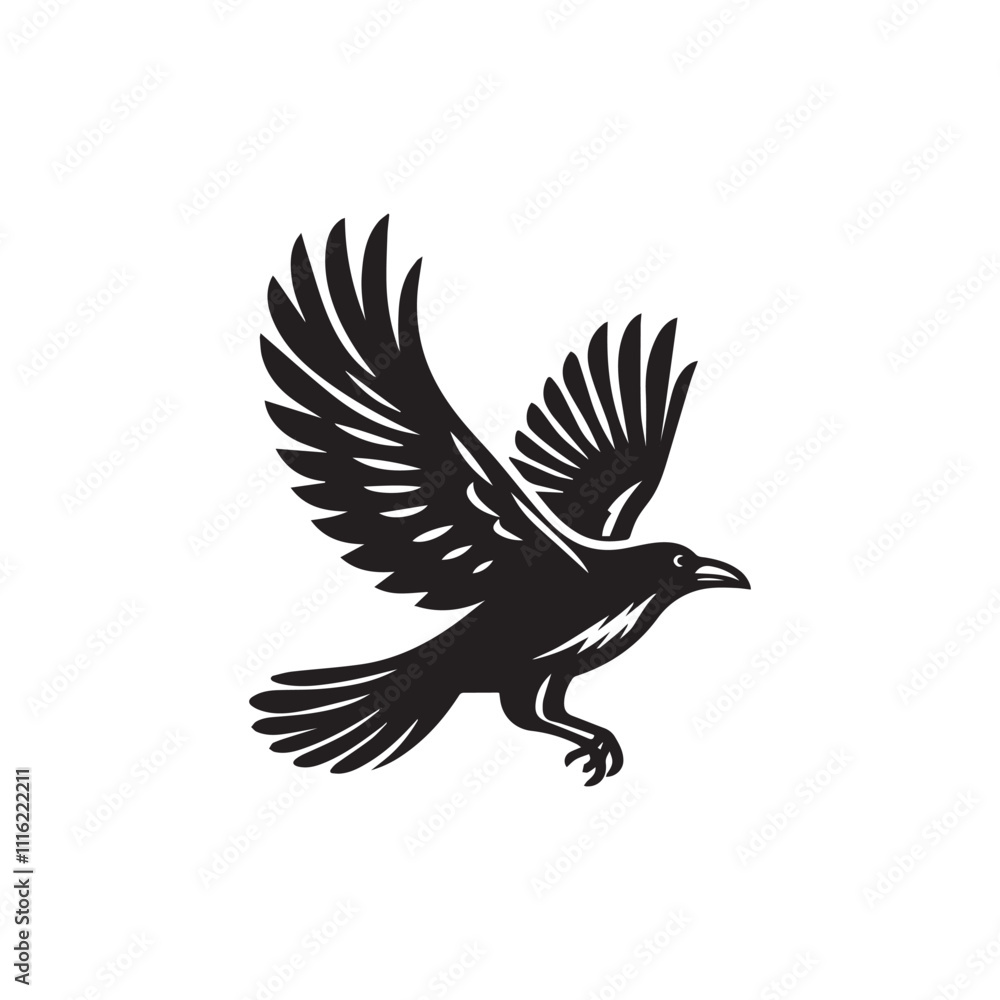 Fototapeta premium Raven vector icon symbol design illustration