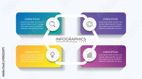 Business infographic template. 4 Step timeline journey. vector illustration