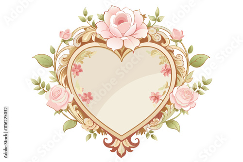 Decorative flower frame in shape of heart