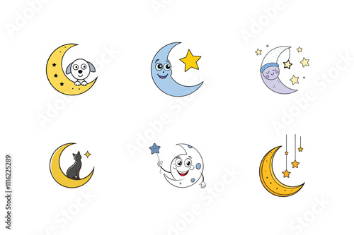 Unique Moon Themed Vector Illustration for Creative Designs