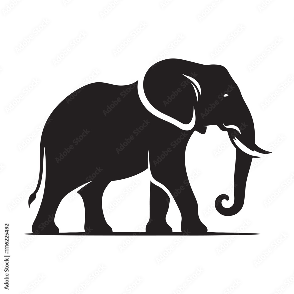 Fototapeta premium Unique elephant silhouette for diverse media needs - Elephant illustration - minimallest elephant vector 