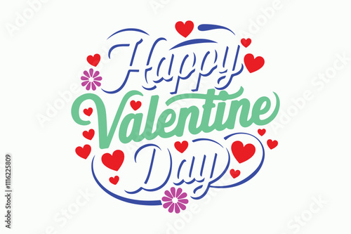 Happy Valentine’s Day Typography Design on White Background