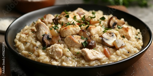 Delicious chicken and mushroom risotto prepared with rich flavors, creamy textures, and aromatic ingredients, making this chicken and mushroom risotto a perfect dish for any occasion.