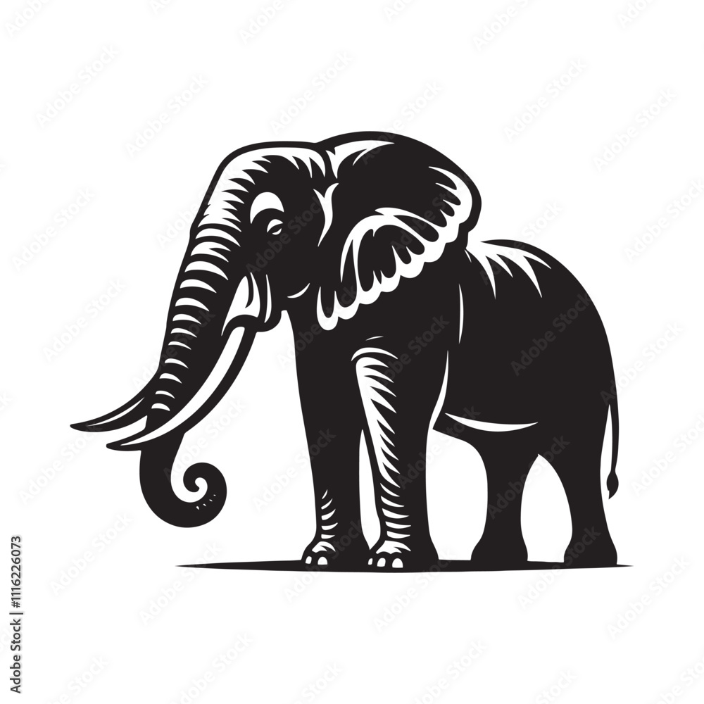 Fototapeta premium Minimalistic elephant silhouette for artistic and print designs - Elephant black vector 