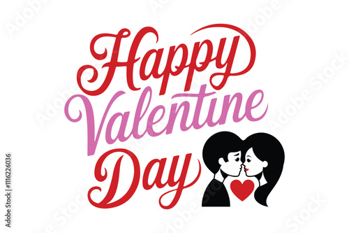 Happy Valentine’s Day Typography Design on White Background