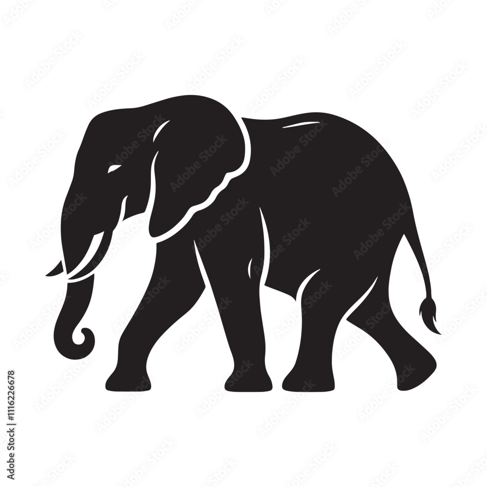 Fototapeta premium Detailed elephant silhouette for modern creative designs - Elephant illustration - minimallest elephant vector 