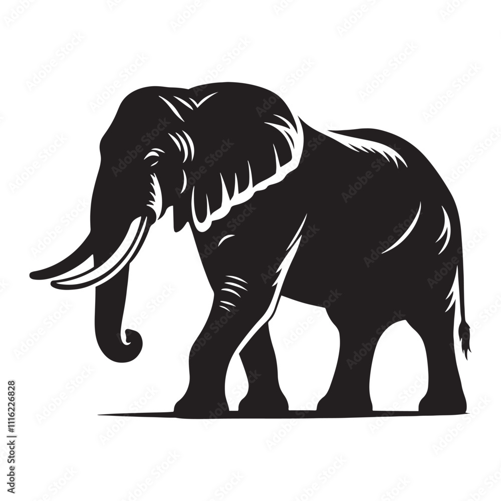 Fototapeta premium Bold elephant silhouette for innovative media applications - Elephant black vector