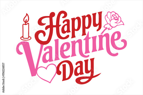 Happy Valentine’s Day Typography Design on White Background