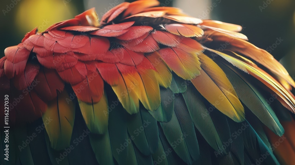Fototapeta premium Close-up of a colorful parrot. Selective focus