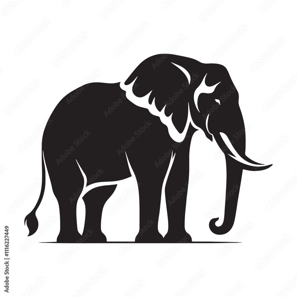 Obraz premium Elegant elephant silhouette for various creative projects - Elephant black vector 