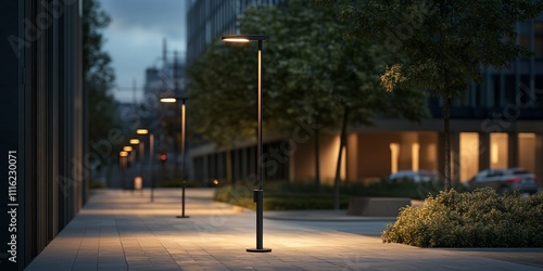 Obraz na płótnie Single street LED lighting pole offering efficient illumination for urban areas, enhancing visibility and safety. The single street LED lighting pole is an ideal solution for modern street lighting w salonie