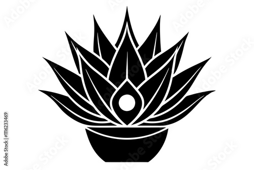 Minimal Aloe Vera plant icon vector silhouette