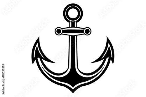 Vector illustration, monochrome sea anchor icon isolated on white background photo