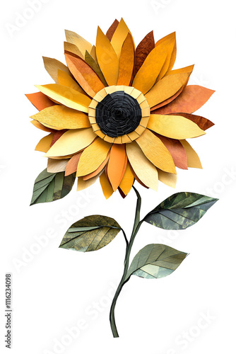 PNG Recycled paper sunflower art photo