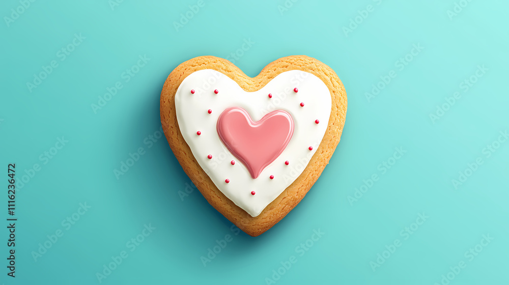 Heart shaped cookie with frosting and sprinkles, perfect for sweet moments Heart shaped cookie with frosting and sprinkles, perfect for sweet moments