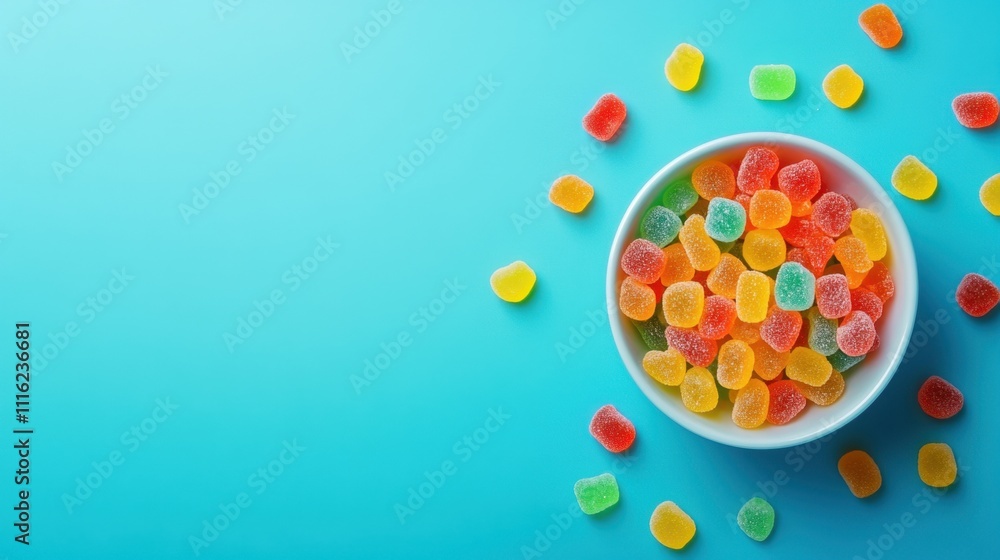 Obraz premium Sweet and Colorful Gummy Candy Delight on Clean Background for Snack Advertisement