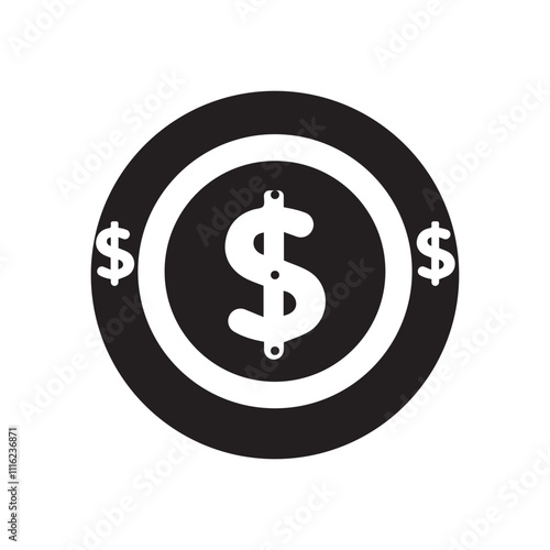 Black Color Money Silhouette Vector Illustration, Solid White Background.