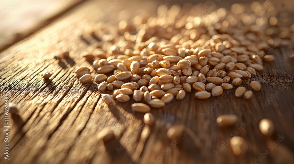 Obraz premium Close-up of barley on the table. Selective focus