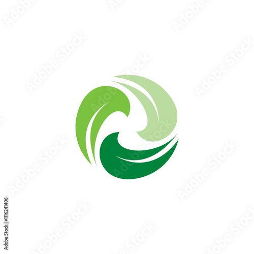 Three Leaf Abstract Logo Design. Organic Leaf Icon