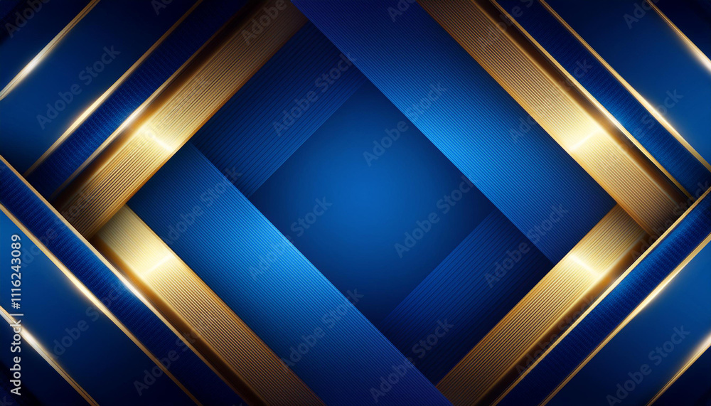 Blue luxury background with golden line decoration and curve light effec Blue luxury background with golden line decoration and curve light effec