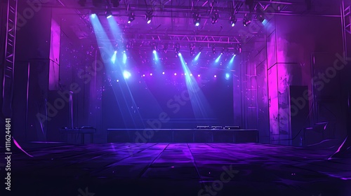Wallpaper Mural Empty stage with purple and blue lighting, ready for a concert or performance. Torontodigital.ca