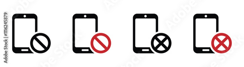 No phone allowed vector icon designs set