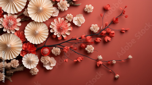 Red and Beige Oriental Decor for Lunar New Year