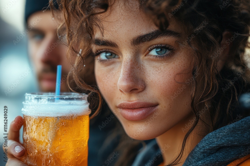 Curly-haired woman in sportswear enjoying time with her boyfriend in 3D art Curly-haired woman in sportswear enjoying time with her boyfriend in 3D art