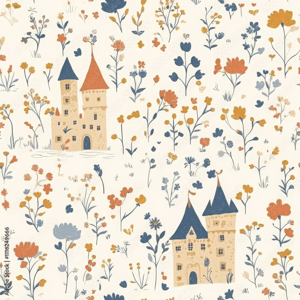 Fototapeta premium Enchanting Fairy Tale Floral Pattern Design