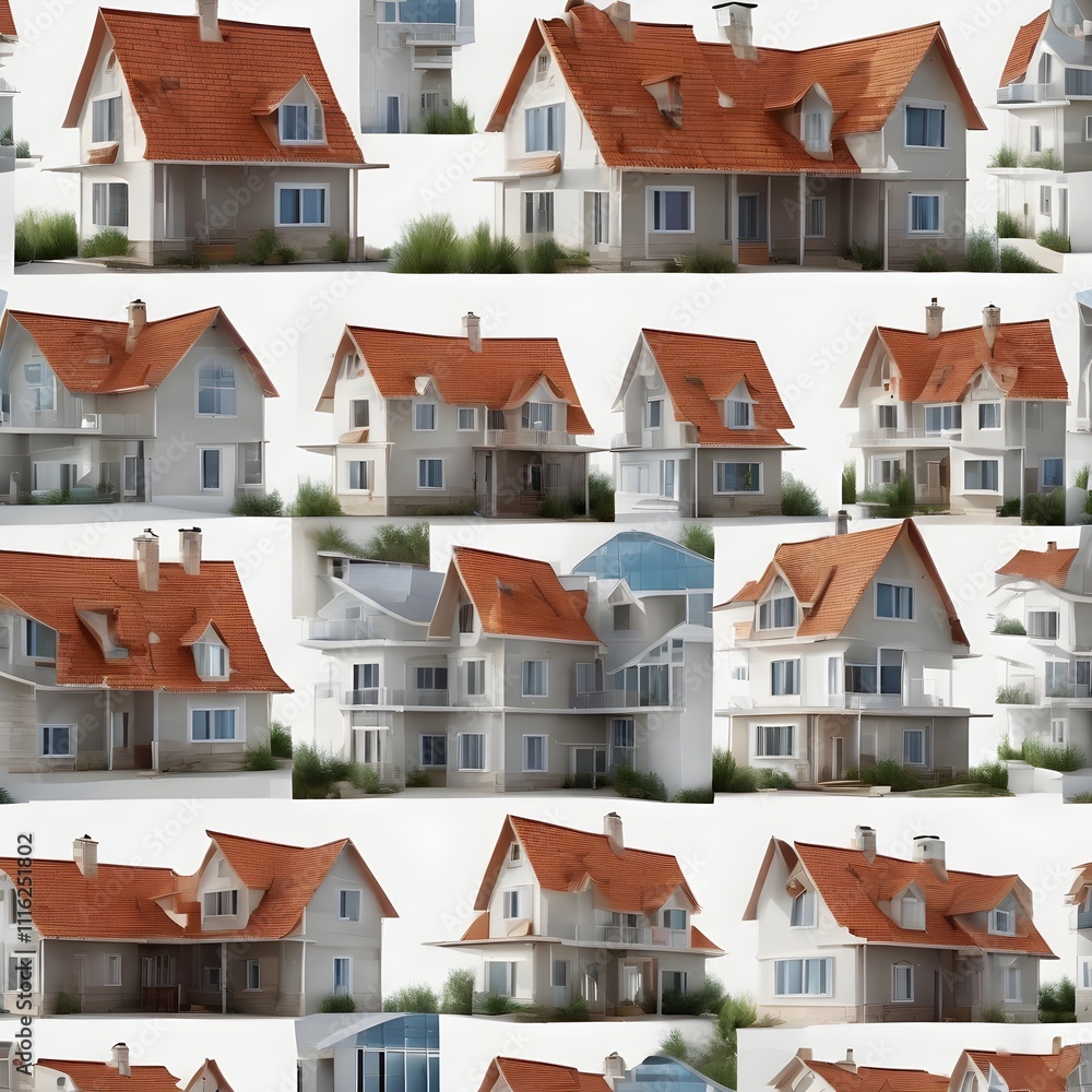 Naklejka premium view of the set of houses real estate 