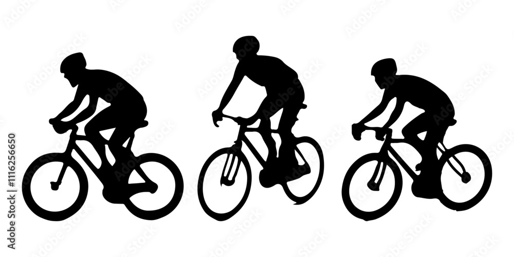 Obraz premium Cyclist silhouette isolated on white background