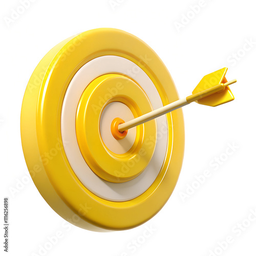 Yellow Target with Arrow 3D Render Icon Isolated on Transparent Background - High-Quality Cutout